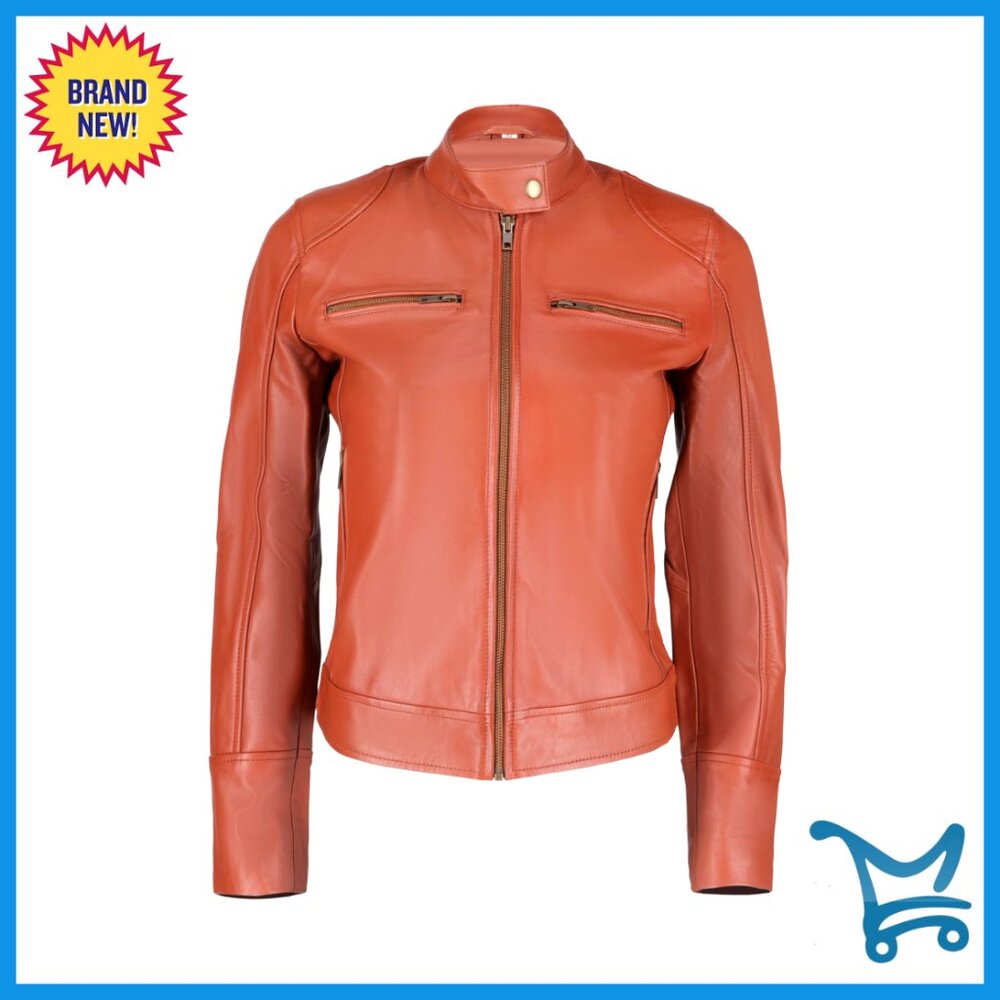 Lambskin Leather Jacket Women's Cafe Racer Moto Style